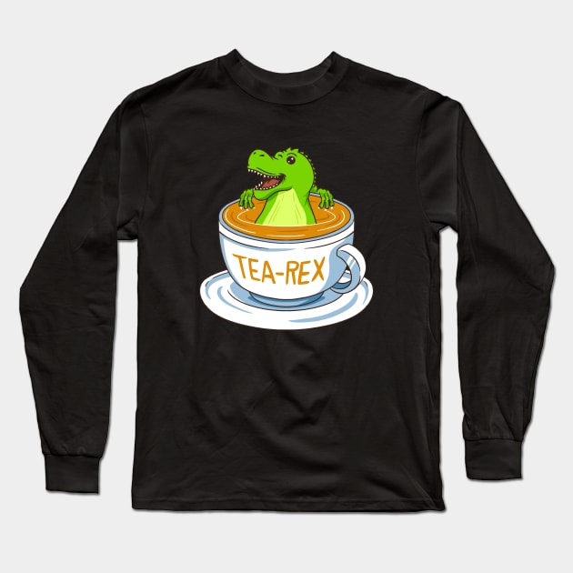 Tea-Rex Long Sleeve T-Shirt by Illustrasikuu